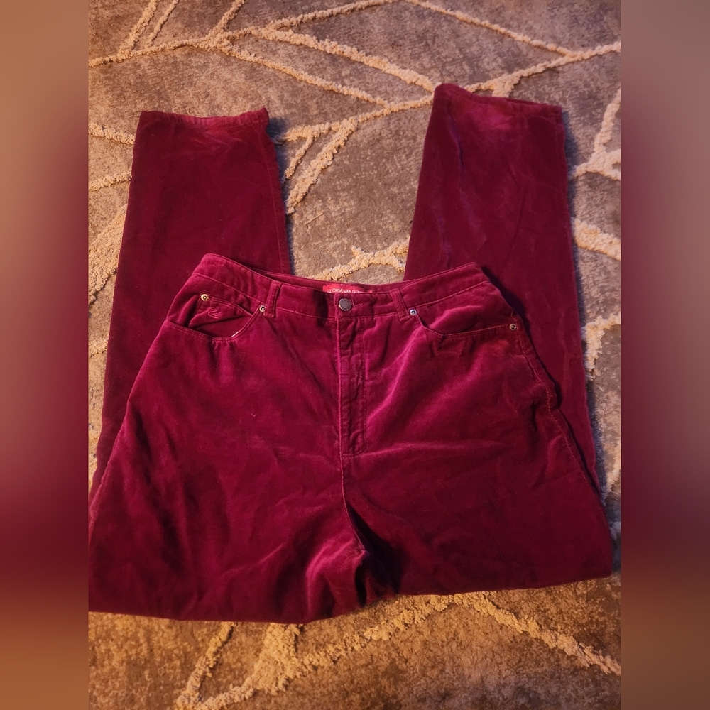 Gloria Vanderbuilt Velvet Burgundy Pants